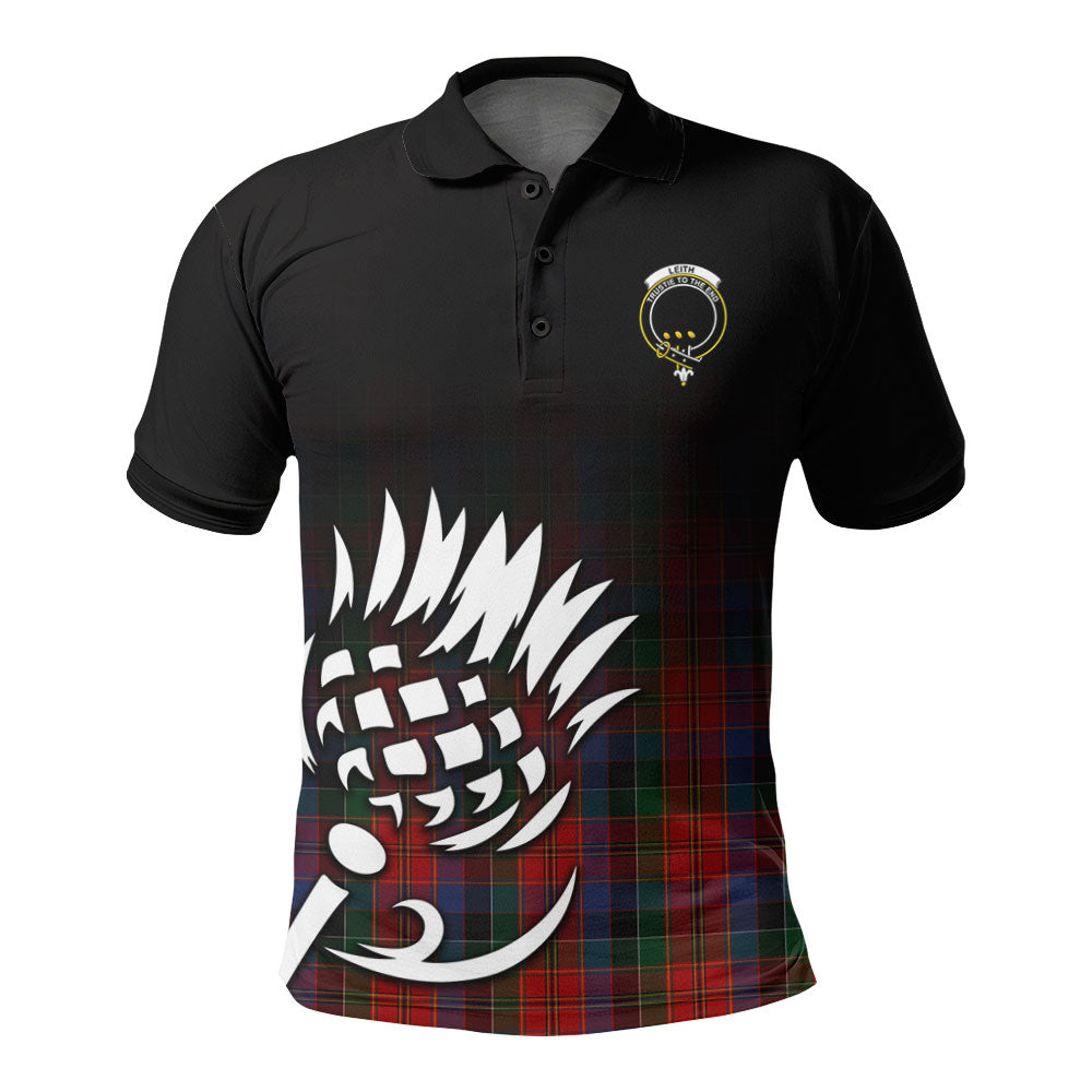 Leith Tartan Crest Polo Shirt - Thistle Black Style