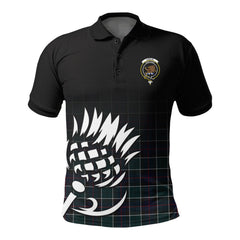 Leslie Hunting Modern Tartan Crest Polo Shirt - Thistle Black Style