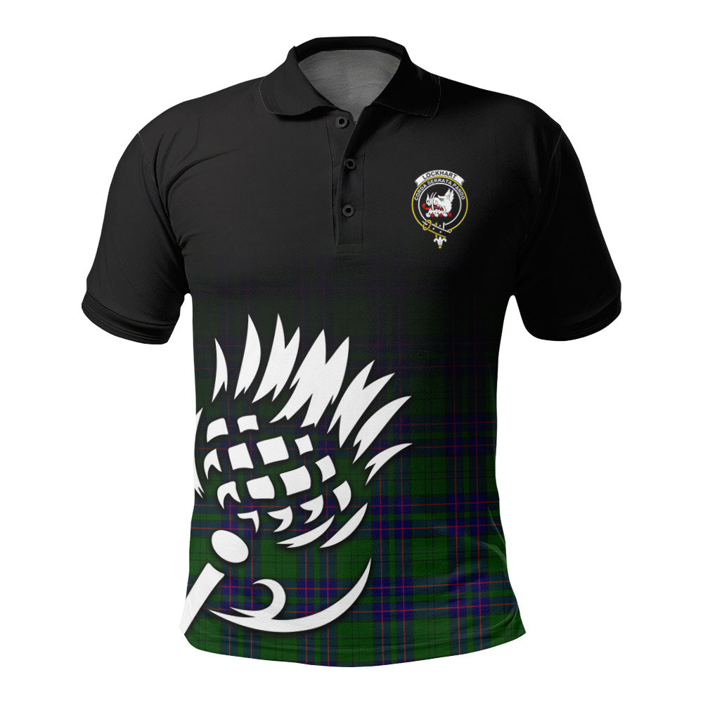 Lockhart Modern Tartan Crest Polo Shirt - Thistle Black Style