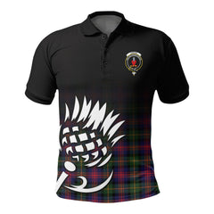 Logan Modern Tartan Crest Polo Shirt - Thistle Black Style
