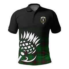 Logie Tartan Crest Polo Shirt - Thistle Black Style