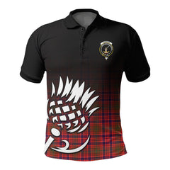 Lumsden Modern Tartan Crest Polo Shirt - Thistle Black Style
