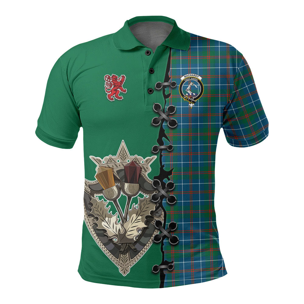 MacHardy Ancient Tartan Polo Shirt - Lion Rampant And Celtic Thistle Style