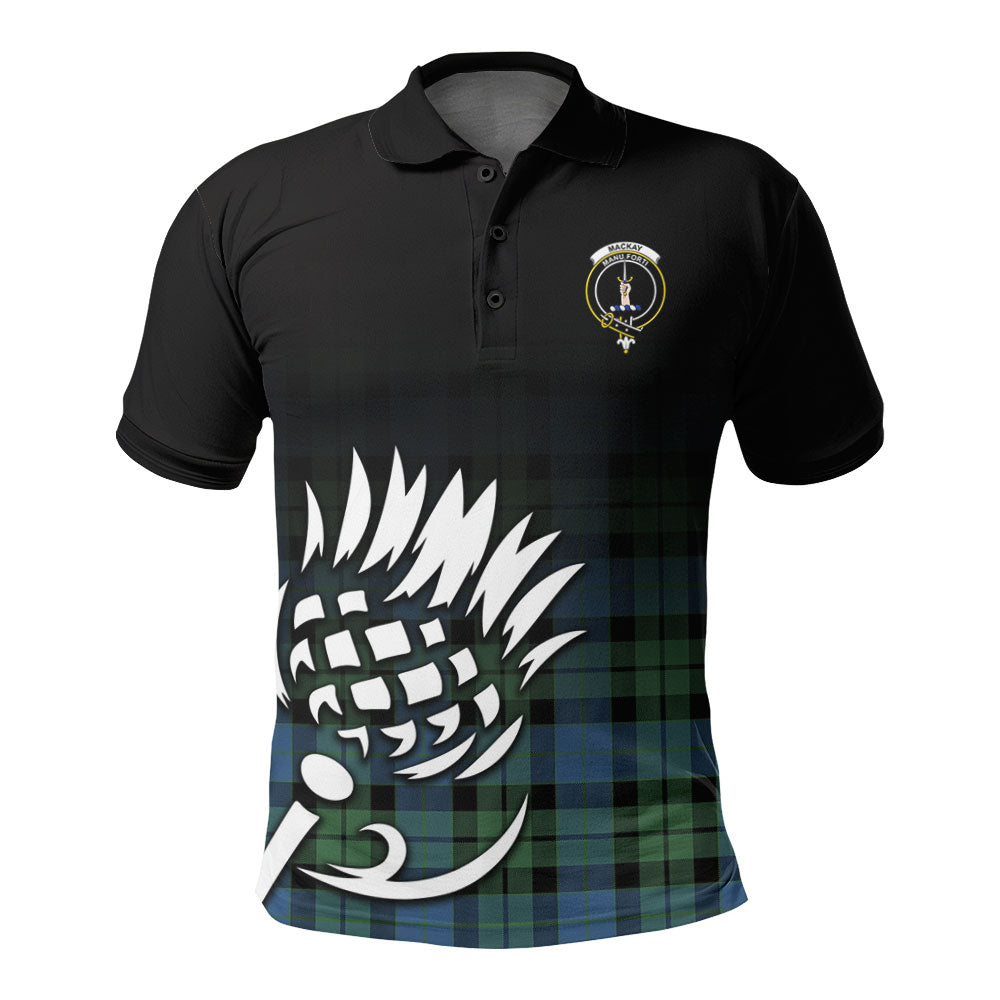 MacKay Ancient Tartan Crest Polo Shirt - Thistle Black Style
