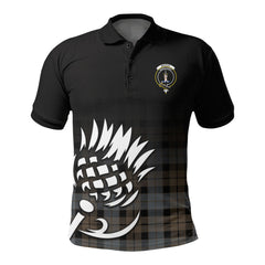 MacKay Weathered Tartan Crest Polo Shirt - Thistle Black Style