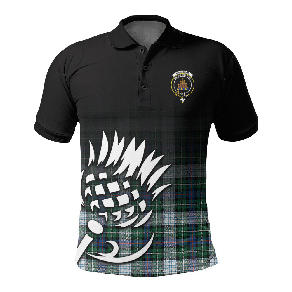 MacKenzie Dress Ancient Tartan Crest Polo Shirt - Thistle Black Style