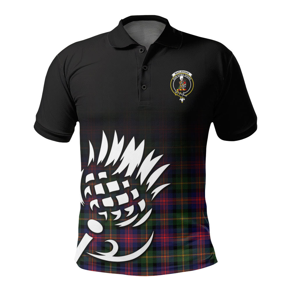 MacLennan Modern Tartan Crest Polo Shirt - Thistle Black Style