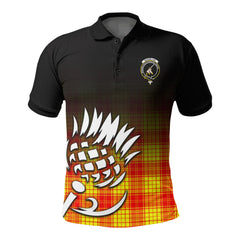 MacMillan Clan Tartan Crest Polo Shirt - Thistle Black Style