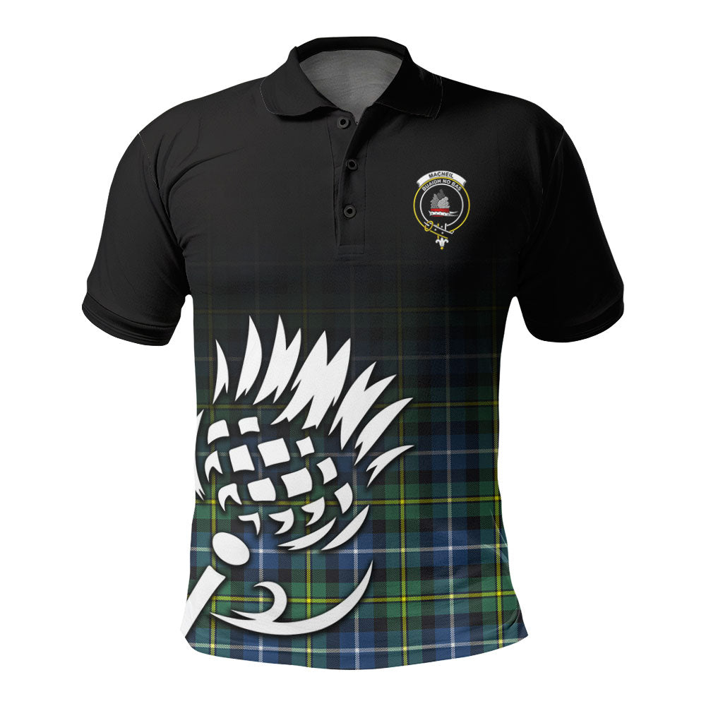 MacNeil of Barra Ancient Tartan Crest Polo Shirt - Thistle Black Style
