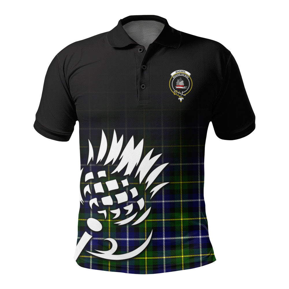 MacNeil of Barra Modern Tartan Crest Polo Shirt - Thistle Black Style