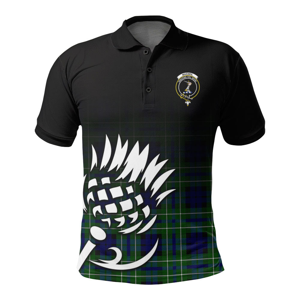 MacNeil of Colonsay Modern Tartan Crest Polo Shirt - Thistle Black Style