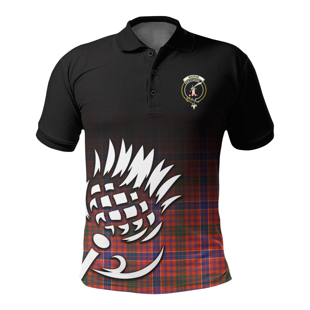 MacRae Ancient Tartan Crest Polo Shirt - Thistle Black Style