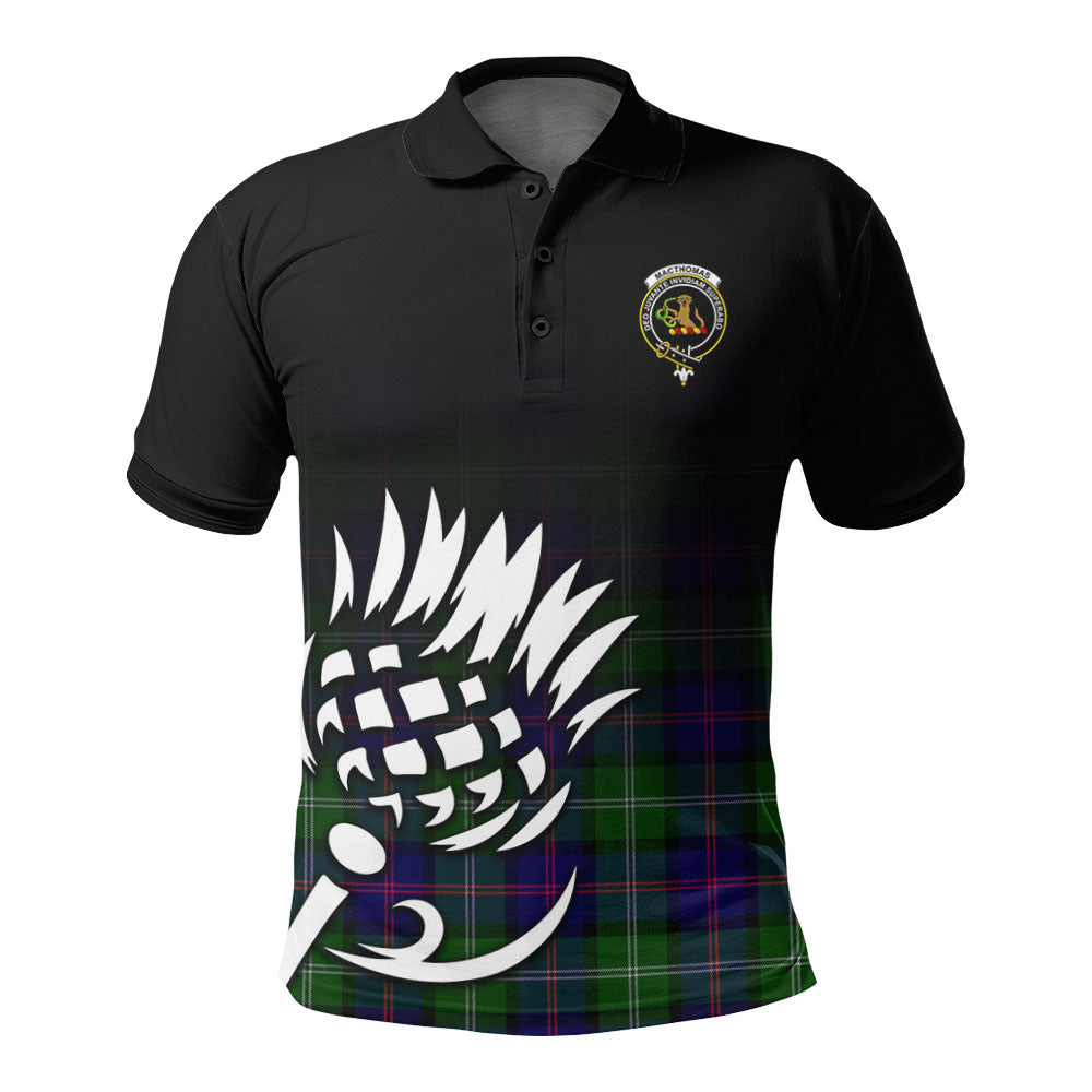 MacThomas Modern Tartan Crest Polo Shirt - Thistle Black Style