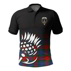 Mar Tartan Crest Polo Shirt - Thistle Black Style