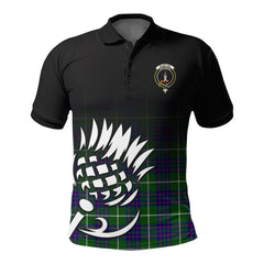 McIntyre Hunting Modern Tartan Crest Polo Shirt - Thistle Black Style