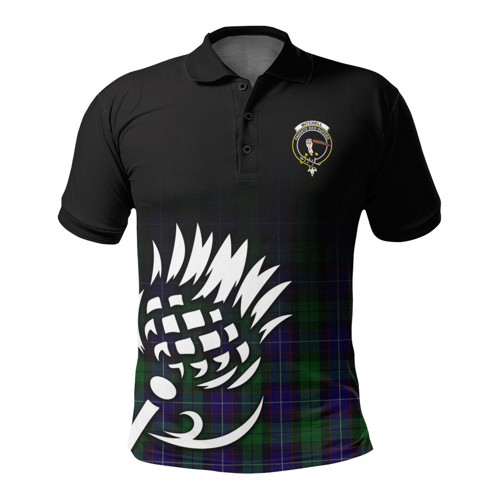 Mitchell Tartan Crest Polo Shirt - Thistle Black Style