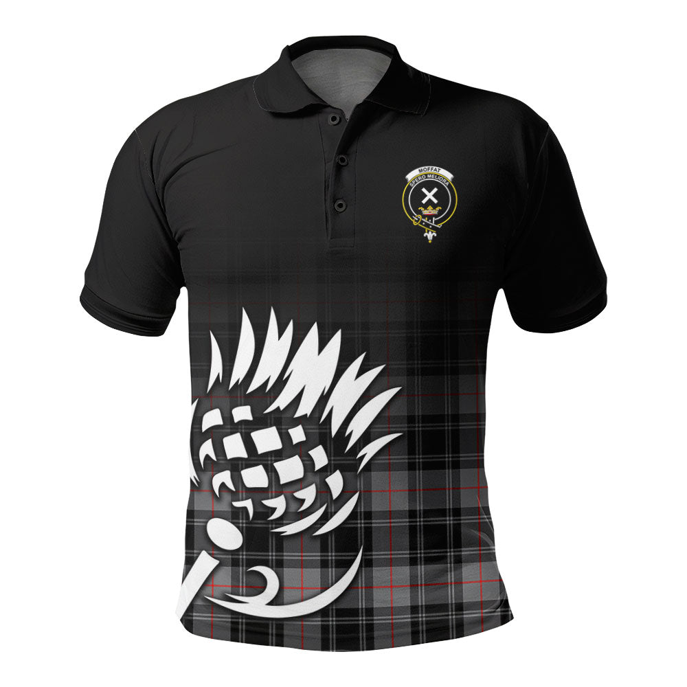 Moffat Modern Tartan Crest Polo Shirt - Thistle Black Style