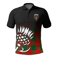 Moncrief Tartan Crest Polo Shirt - Thistle Black Style