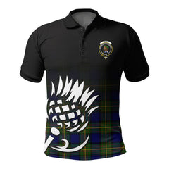 Muir Tartan Crest Polo Shirt - Thistle Black Style