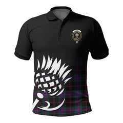 Nairn Tartan Crest Polo Shirt - Thistle Black Style