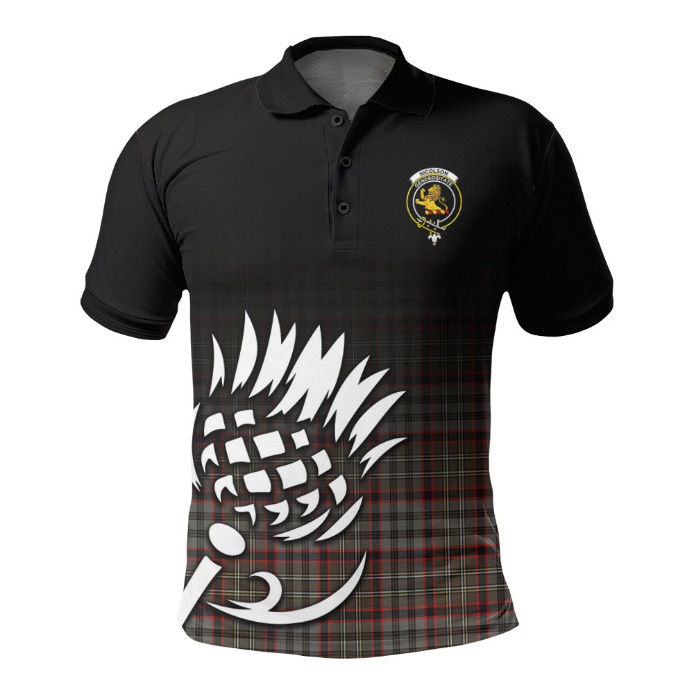 Nicolson Hunting Weathered Tartan Crest Polo Shirt - Thistle Black Style