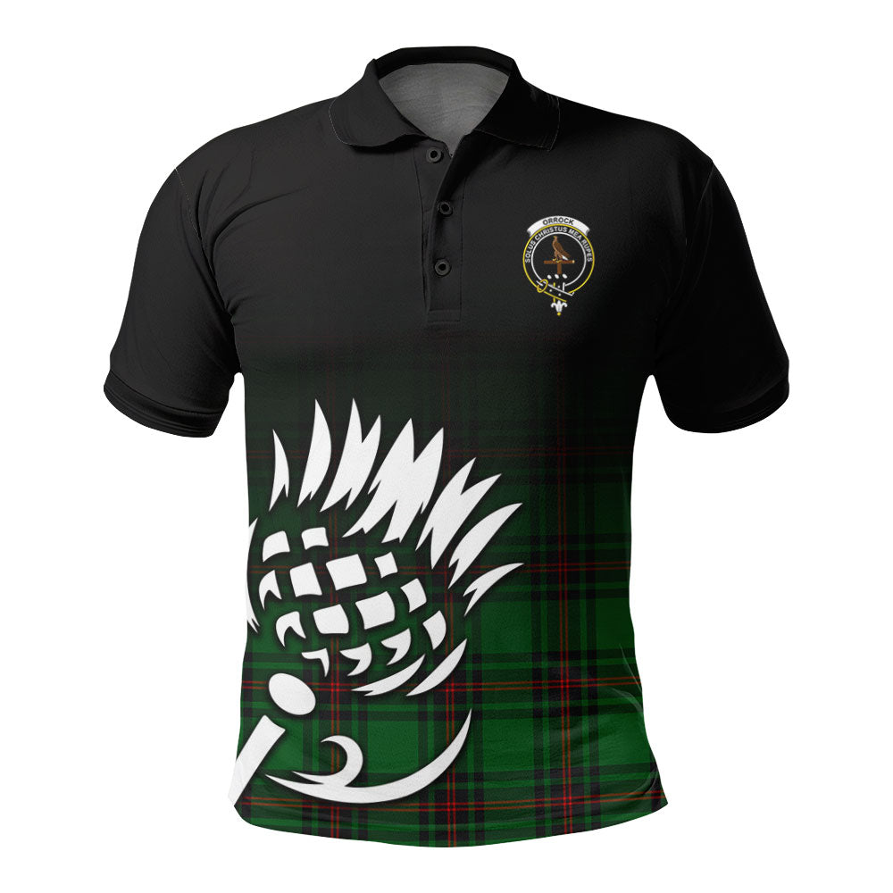 Orrock Tartan Crest Polo Shirt - Thistle Black Style