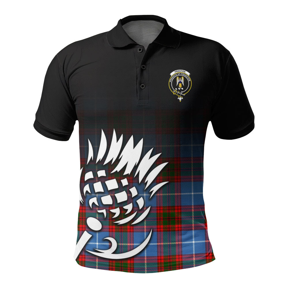 Preston Tartan Crest Polo Shirt - Thistle Black Style