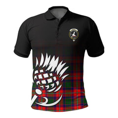 Riddell Tartan Crest Polo Shirt - Thistle Black Style