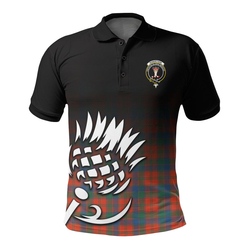 Robertson Ancient Tartan Crest Polo Shirt - Thistle Black Style