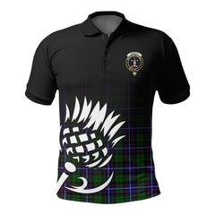 Russell Modern Tartan Crest Polo Shirt - Thistle Black Style