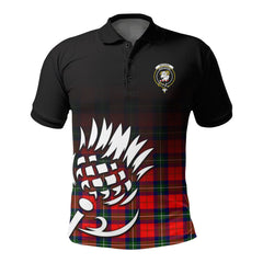 Ruthven Modern Tartan Crest Polo Shirt - Thistle Black Style