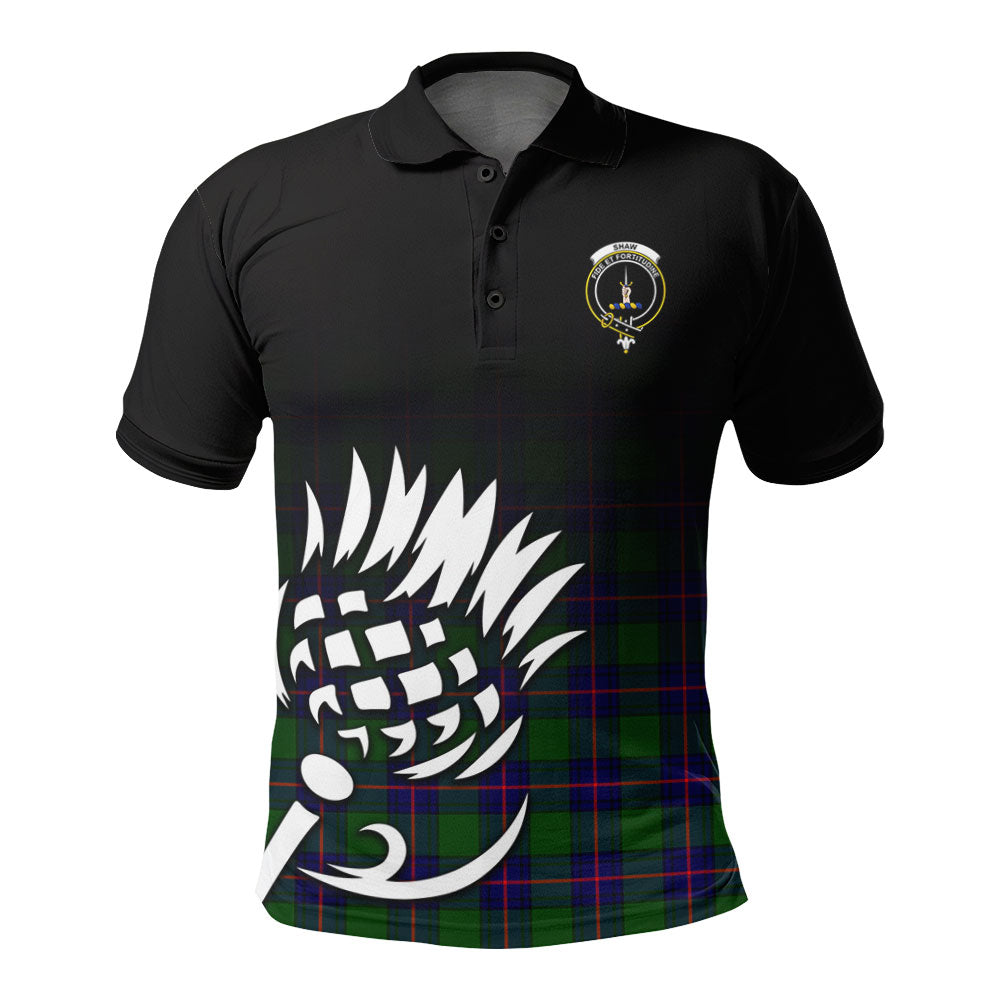 Shaw Modern Tartan Crest Polo Shirt - Thistle Black Style