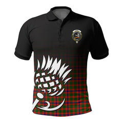 Skene Modern Tartan Crest Polo Shirt - Thistle Black Style