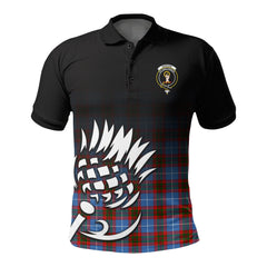 Skirving Tartan Crest Polo Shirt - Thistle Black Style