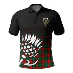 Stewart Atholl Modern Tartan Crest Polo Shirt - Thistle Black Style