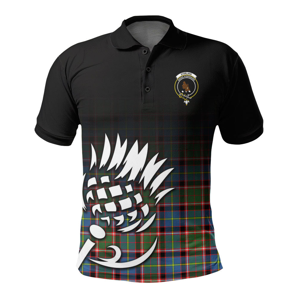 Stirling (of Keir) Tartan Crest Polo Shirt - Thistle Black Style