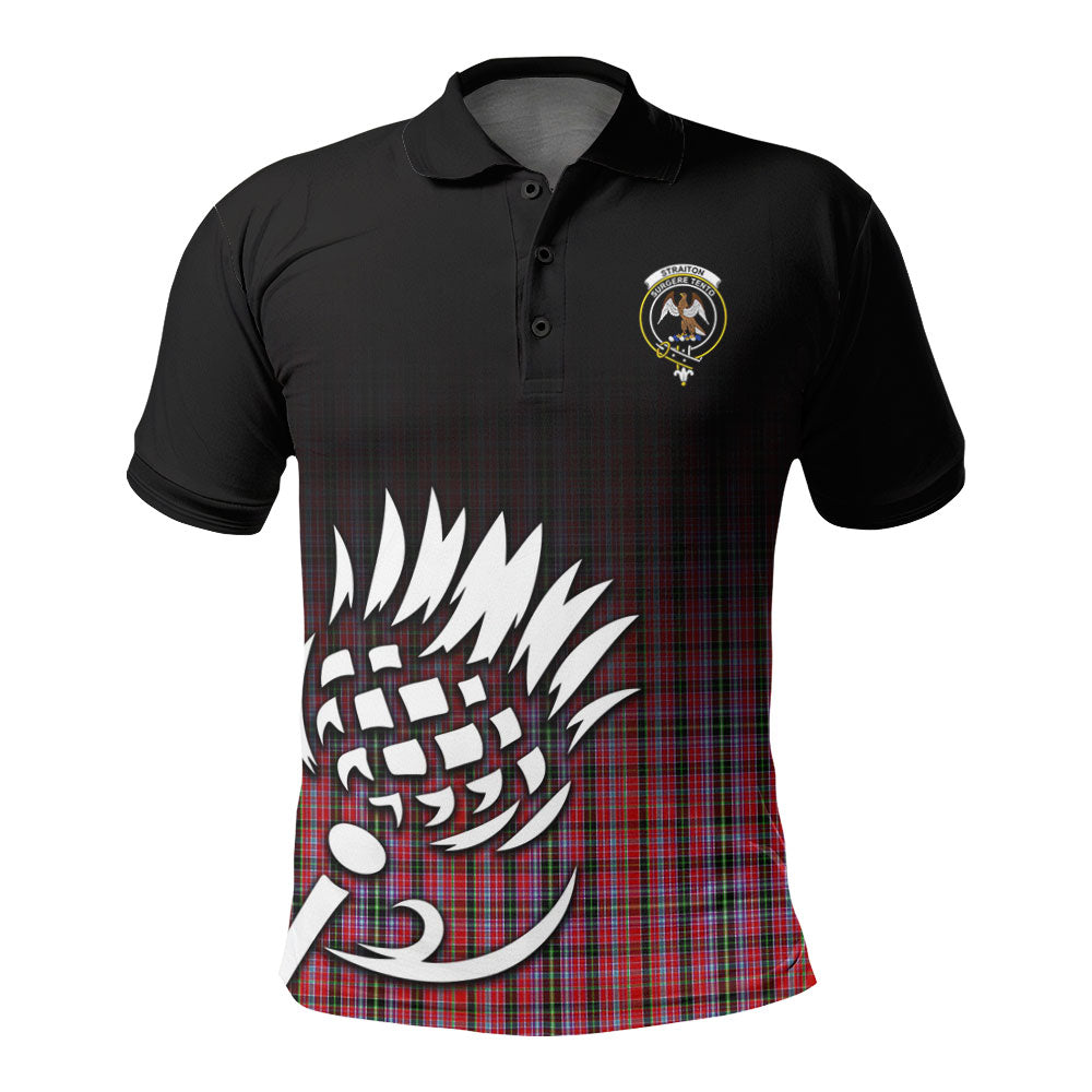 Straiton Tartan Crest Polo Shirt - Thistle Black Style