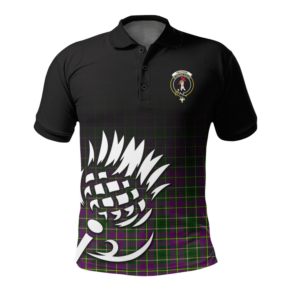 Tailyour (or Taylor) Tartan Crest Polo Shirt - Thistle Black Style