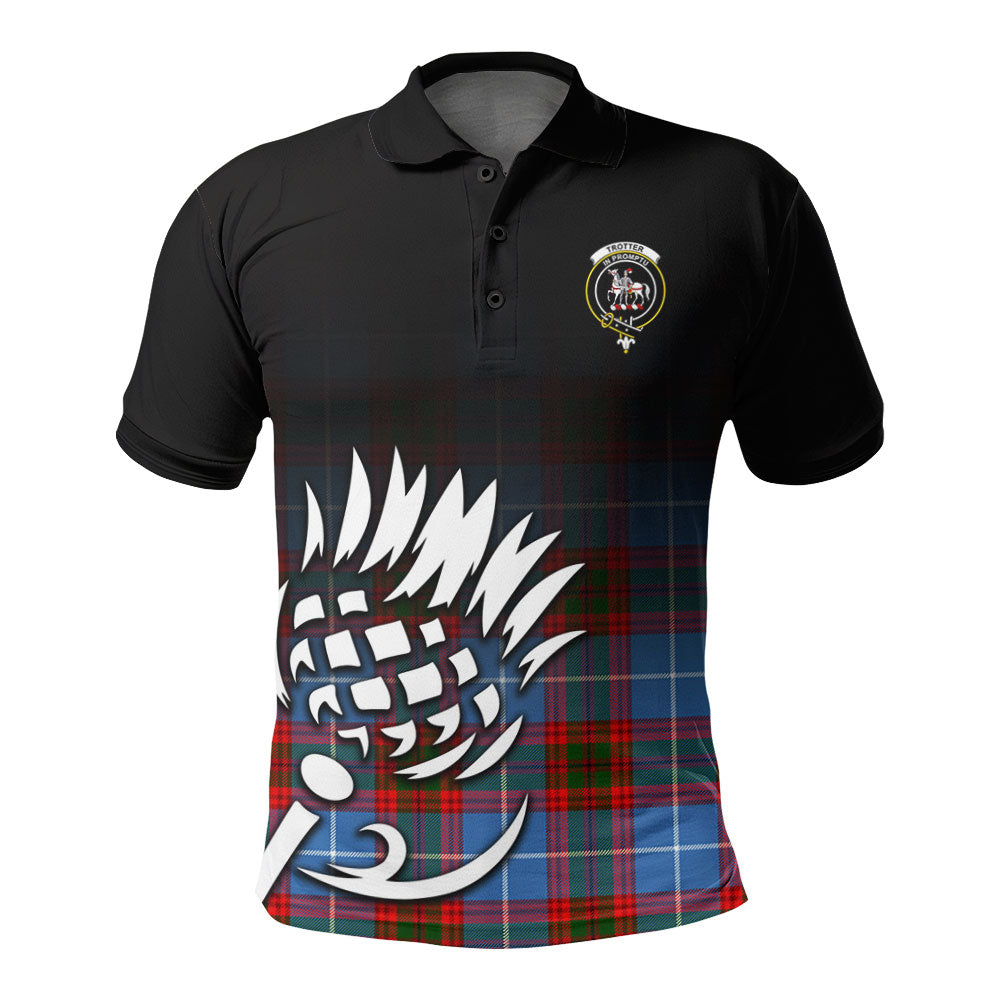 Trotter Tartan Crest Polo Shirt - Thistle Black Style