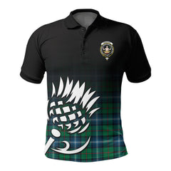 Urquhart Ancient Tartan Crest Polo Shirt - Thistle Black Style
