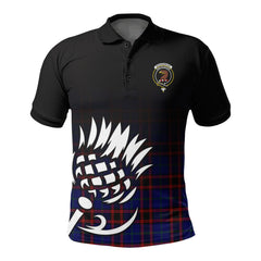Wedderburn Tartan Crest Polo Shirt - Thistle Black Style