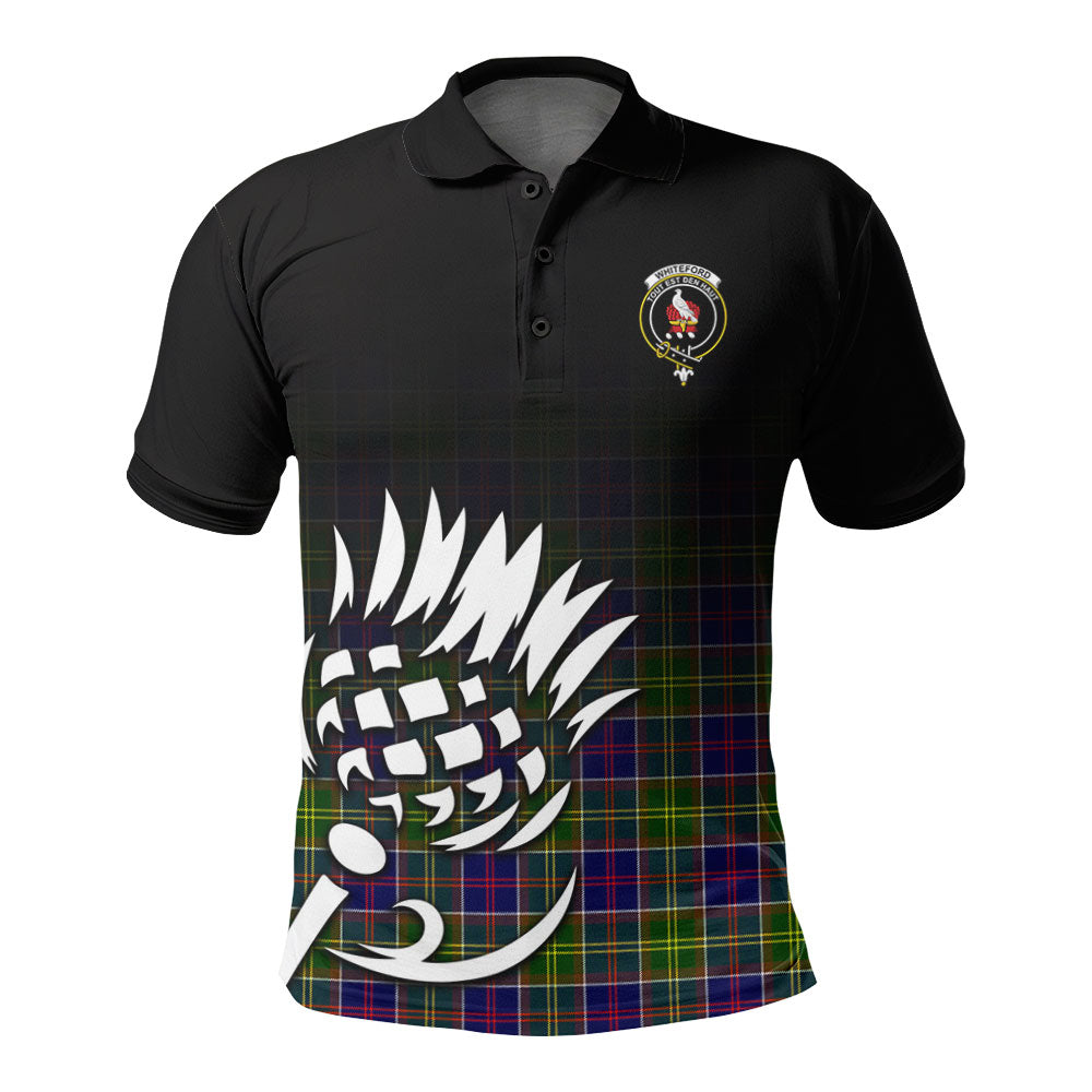 Whiteford Tartan Crest Polo Shirt - Thistle Black Style