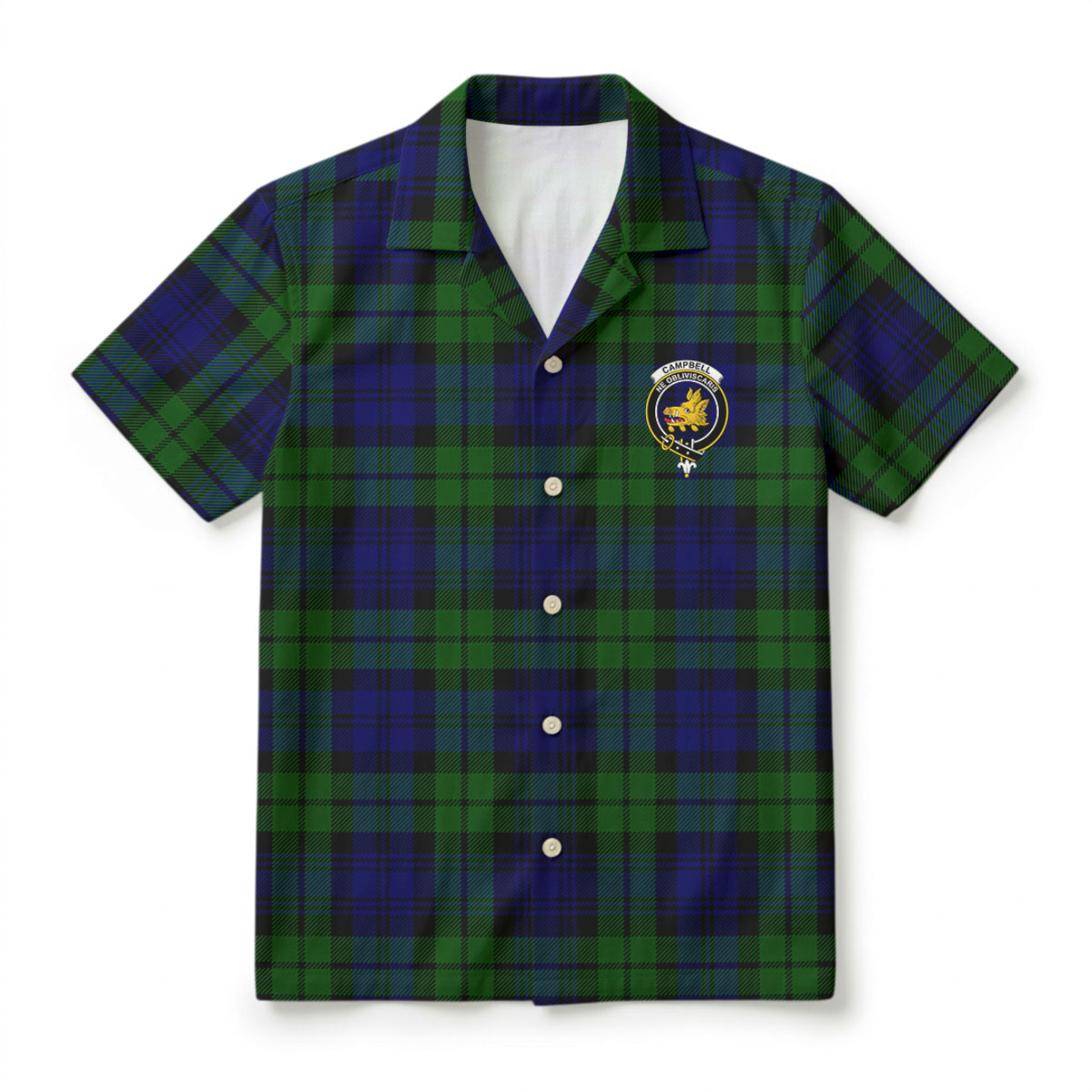 Campbell Modern Tartan Crest Hawaiian Shirt