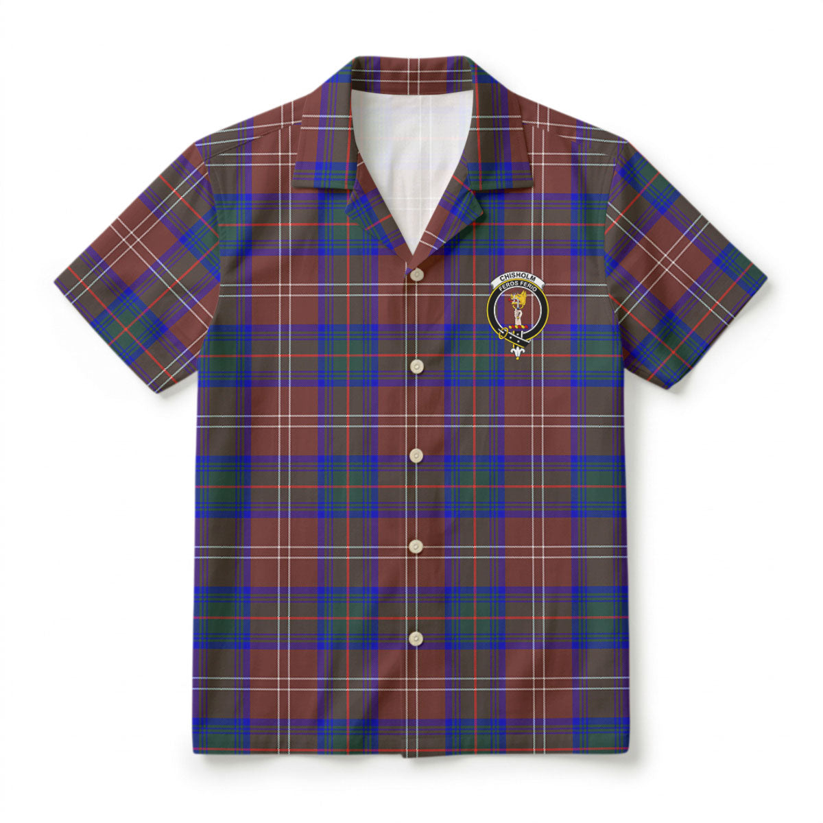 Chisholm Hunting Modern Tartan Crest Hawaiian Shirt