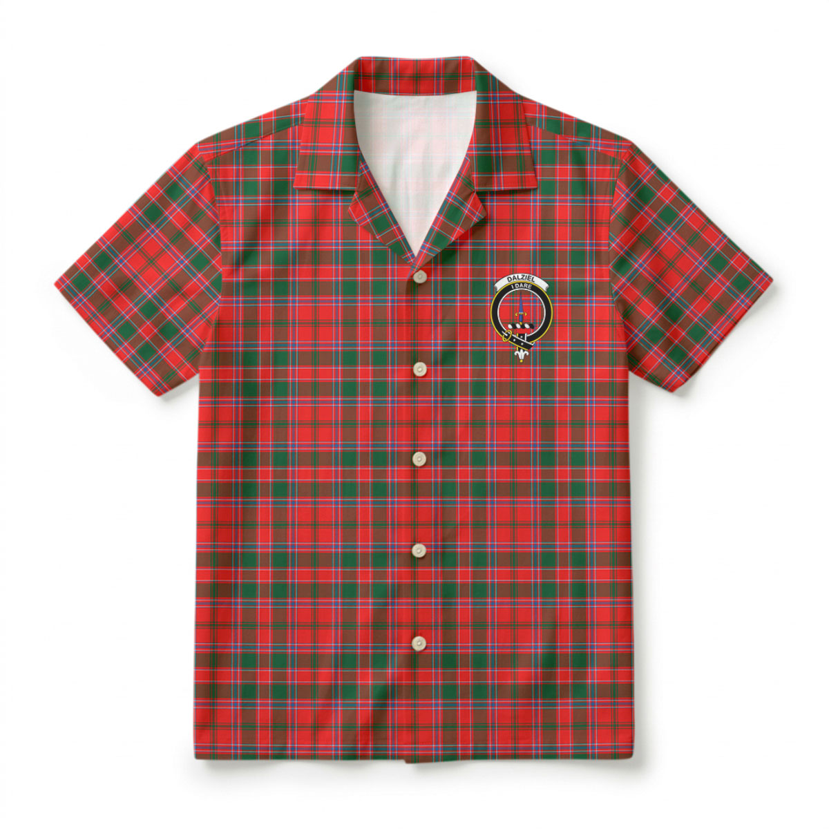 Dalziel Modern Tartan Crest Hawaiian Shirt