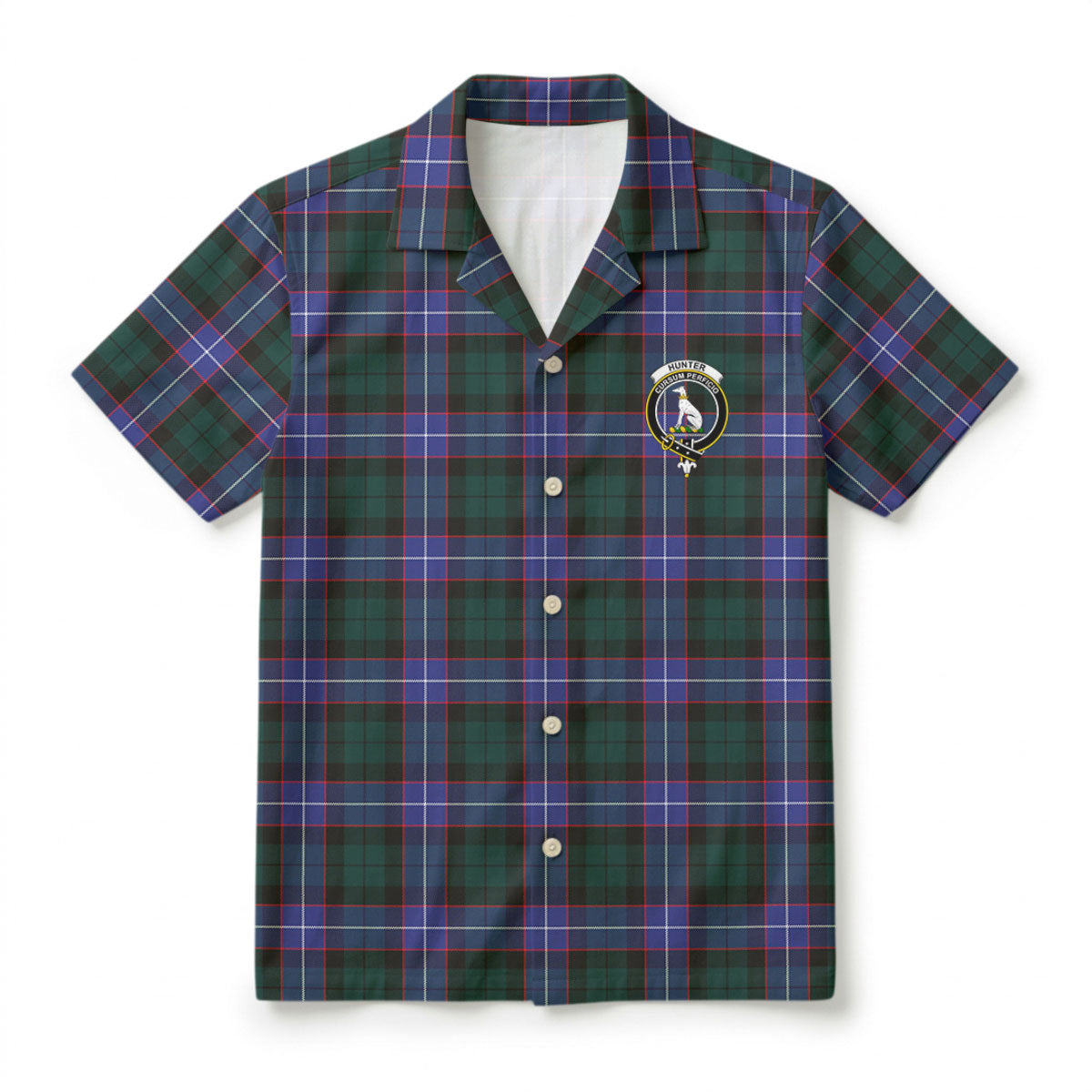 Hunter Modern Tartan Crest Hawaiian Shirt