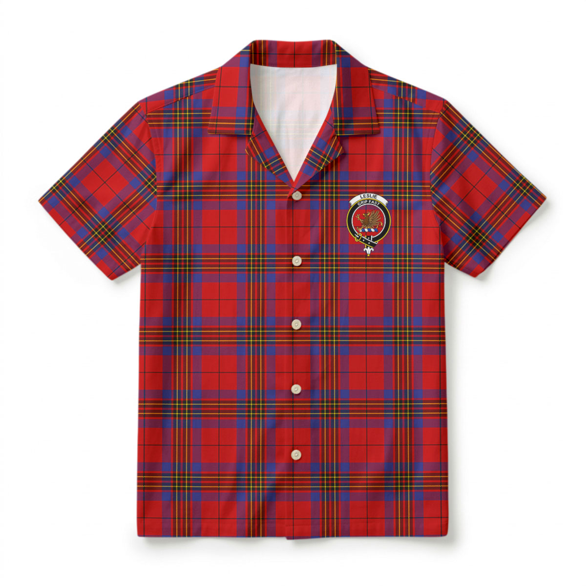 Leslie Modern Tartan Crest Hawaiian Shirt