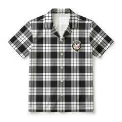MacFarlane Black - White Tartan Crest Hawaiian Shirt