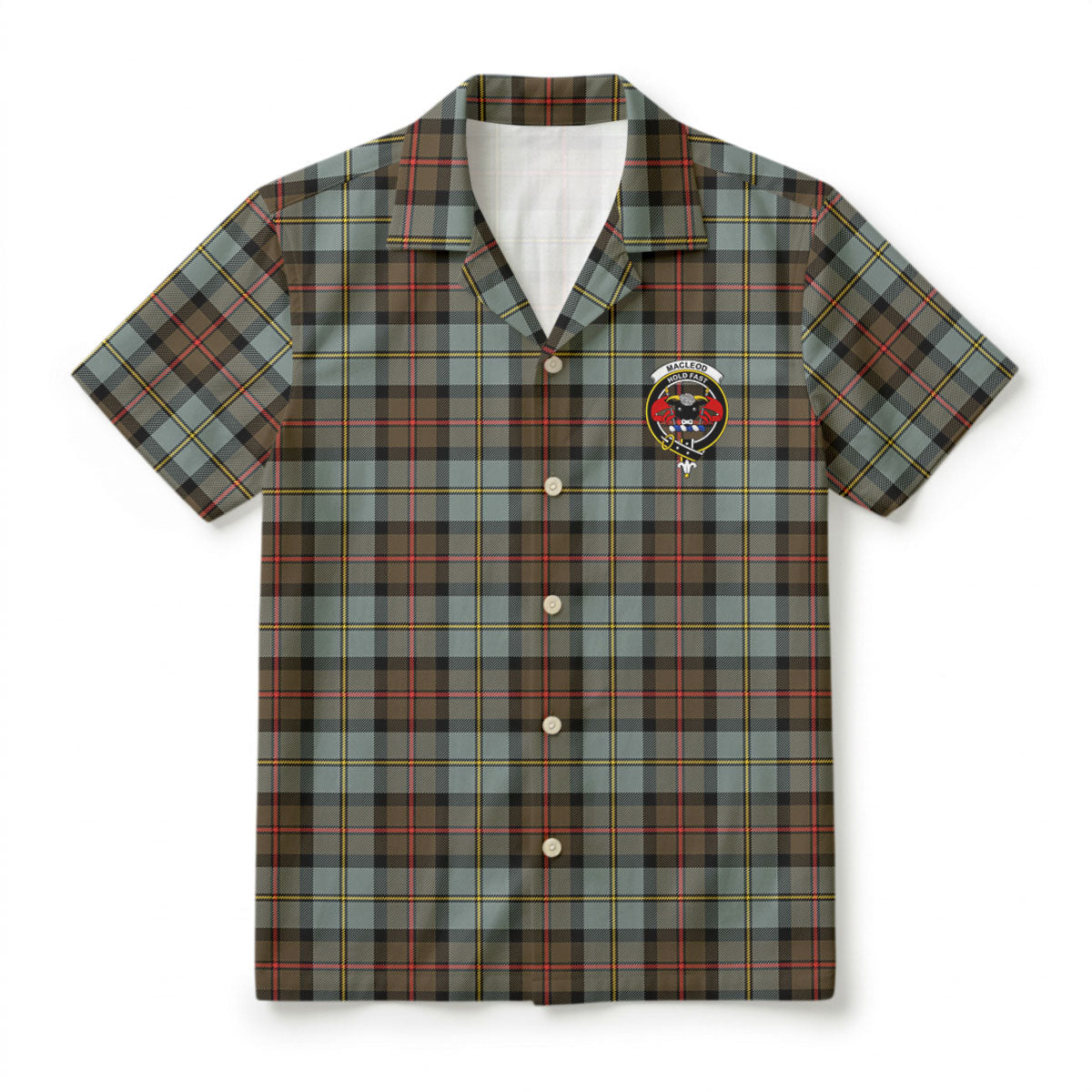 MacLeod of Harris Weathered Tartan Crest Hawaiian Shirt