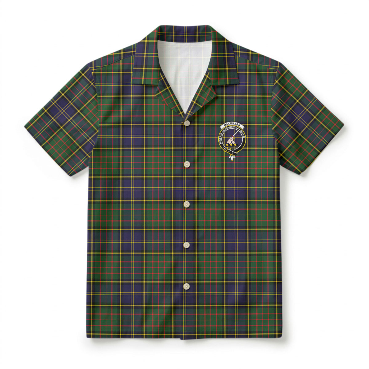 MacMillan Hunting Modern Tartan Crest Hawaiian Shirt